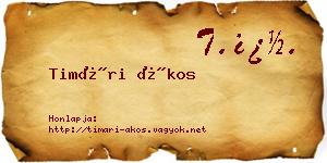 Timári Ákos névjegykártya